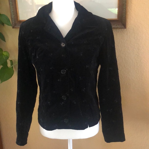 AT Denim Jacket —Black with Silver Tulips - Picture 1 of 14